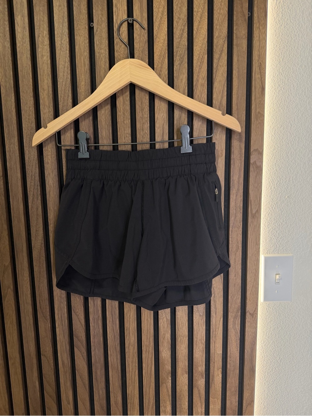 lululemon athletica Black Athletic Running Shorts with Zipper Pocket